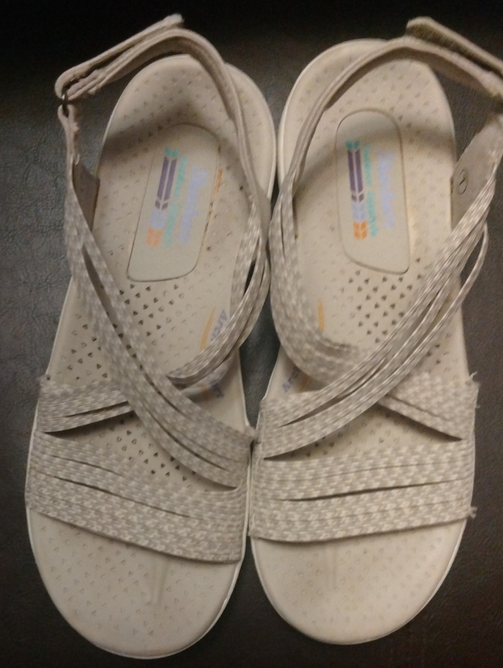 Skechers Light Beige Strappy Sandals with Ankle Strap